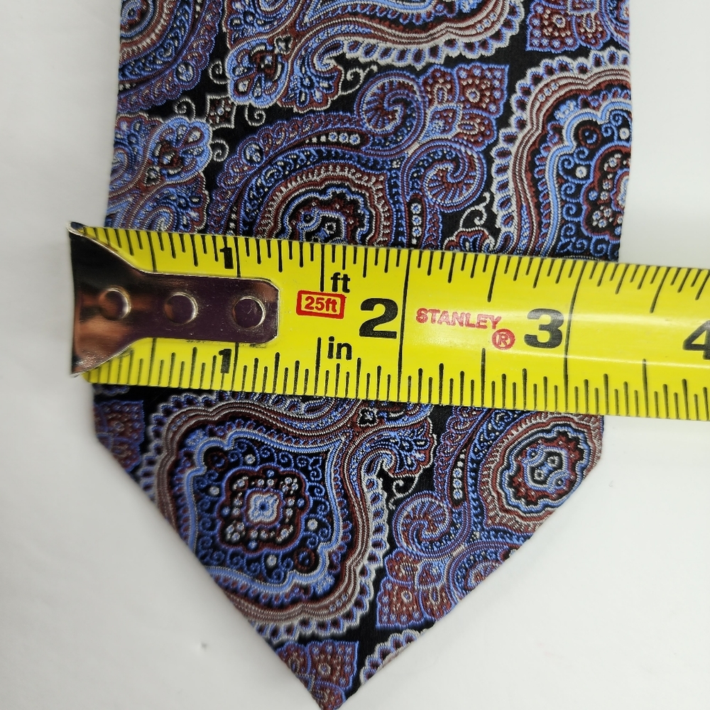 JOS.A.BANK Blue Multi-color Paisley Silk Tie. - Picture 4 of 4